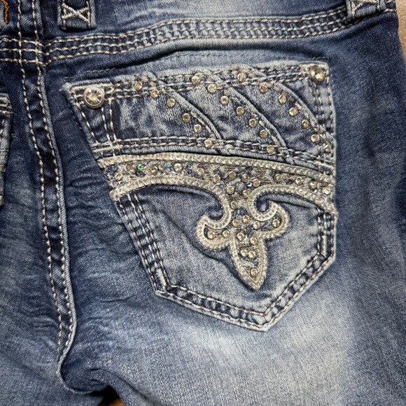 Rock Revival Fenna Bootcut Jeans Women Size 27 Rhinestone Embellished Blue Denim - Picture 8 of 11